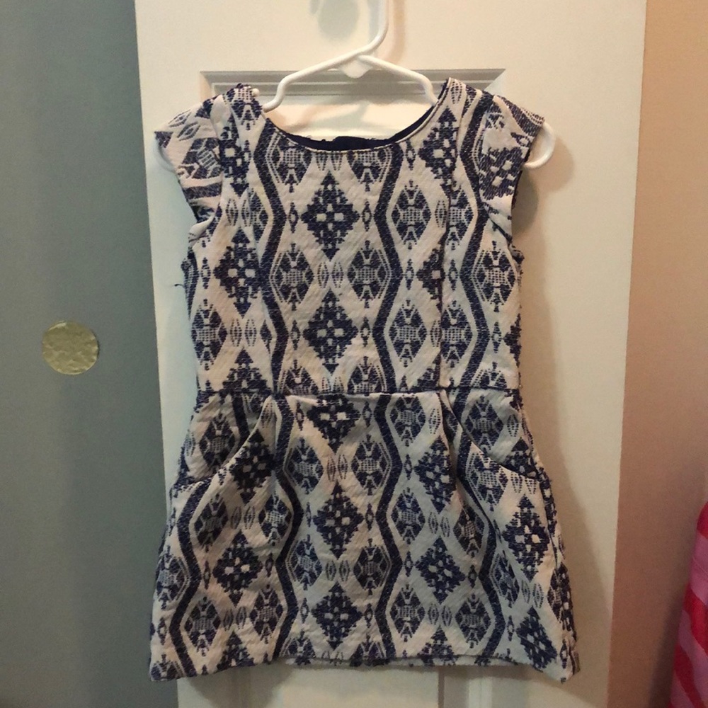 Blue and white dress